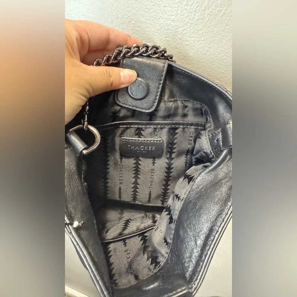 Thacker Black‎ Leather Ring Satchel Silver/Black Hardware